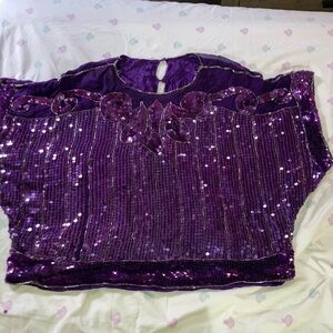Luxurious, Elegant Purple Sequin Blouse